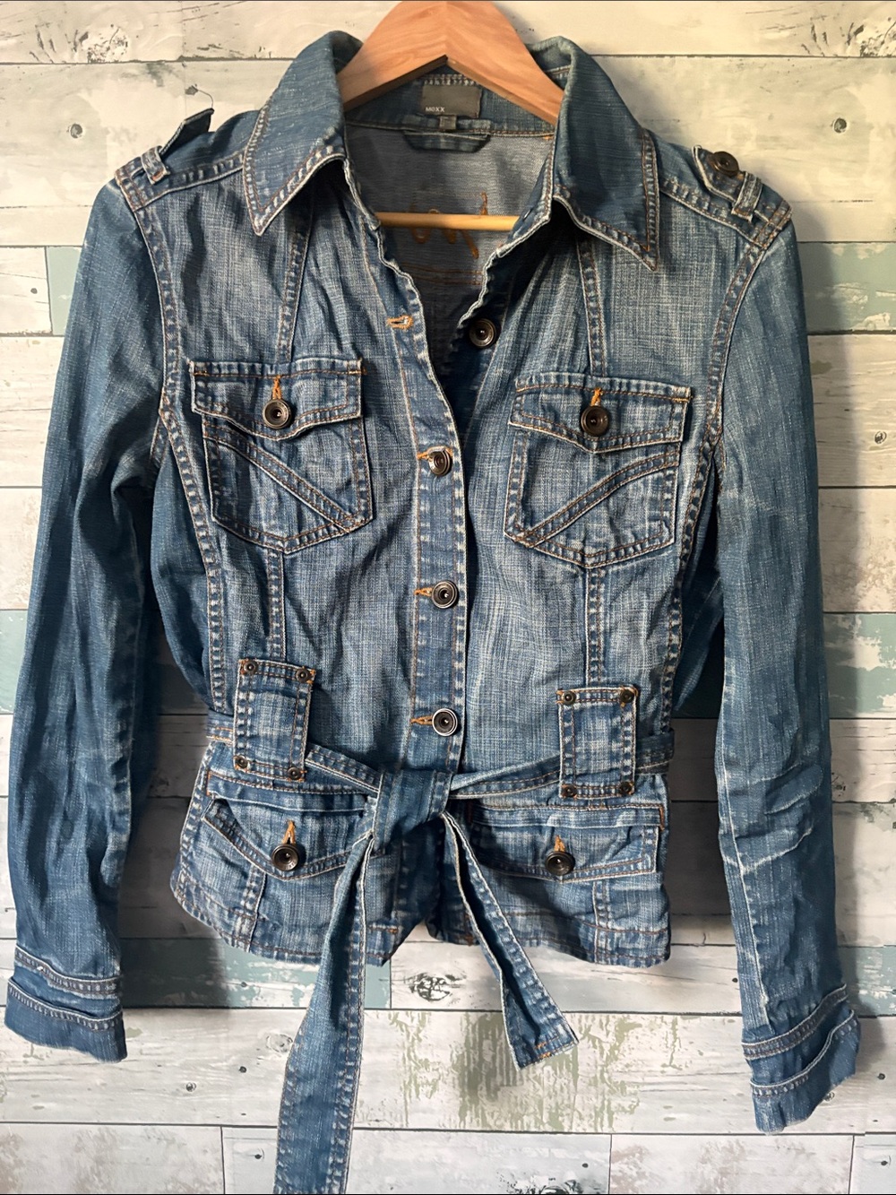 Mexx Light Blue Denim Jean Jacket with Waist Tie
